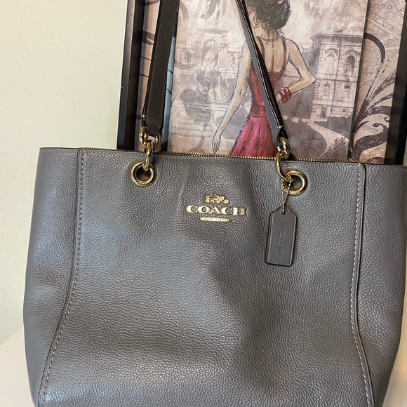 Coach Handbags - Coach Gray Leather Tote